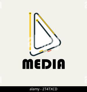 Minimalist logo golden and black play button for multimedia and music sound design concept Stock Vector