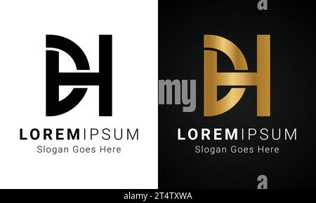 Luxury Initial DH or HD Monogram Text Letter Logo Design Stock Vector