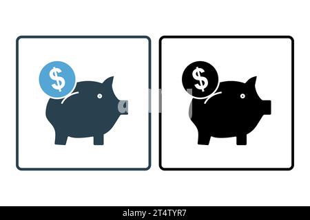 saving icon. icon related to investments and financial concepts. Solid icon style. Simple vector design editable Stock Vector