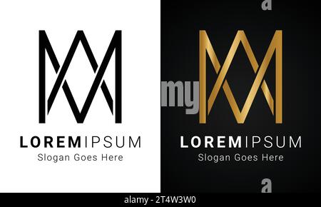 Luxury Initial MA or AM Monogram Text Letter Logo Design Stock Vector