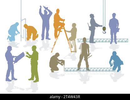 Craftsman at construction site illustration Stock Vector