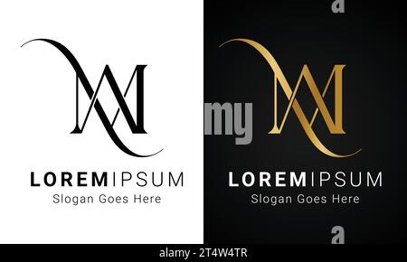 Luxury Initial MA or AM Monogram Text Letter Logo Design Stock Vector