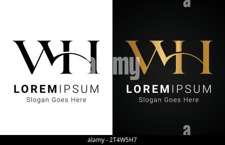 Luxury Initial WH or HW Monogram Text Letter Logo Design Stock Vector