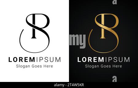 Luxury Initial SP or PS Monogram Text Letter Logo Design Stock Vector