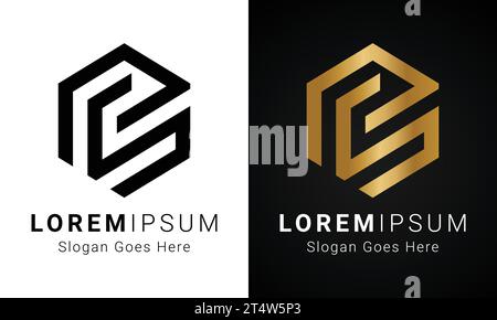 Luxury Initial SP or PS Monogram Text Letter Logo Design Stock Vector