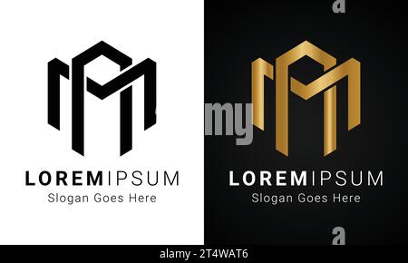 Luxury Initial MA or AM Monogram Text Letter Logo Design Stock Vector