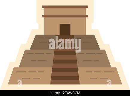 Simple brownish flat drawing of the TEMPLE OF KUKULCAN, CHICHEN ITZA Stock Vector
