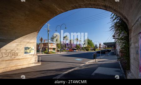 Grafton, NSW, Australia - Town centre as seen from under the bridge Stock Photo