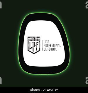 Argentine Primera Division Logo Neon Light Board View Green Background, Argentina professional football league system, Vector Illustration Image Stock Vector