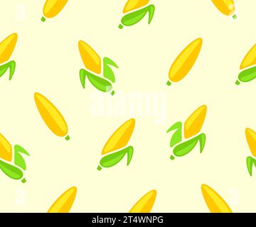 Corn, ear corn, corn cob, maize and food, seamless vector background and pattern. Cob, sweet corn, plant, vegetable, meal, agriculture and farming Stock Vector