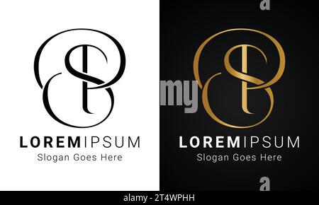 Luxury Initial SP or PS Monogram Text Letter Logo Design Stock Vector
