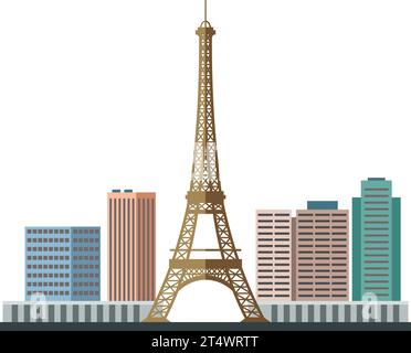 Colorful city skyline of PARIS, FRANCE Stock Vector