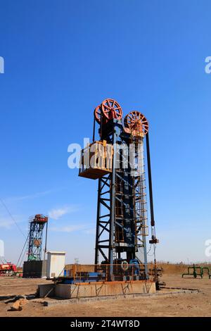 Tower type pumping unit in oil field, china Stock Photo