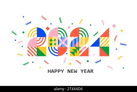 2024 New Year banner,numbers from geometric shapes Stock Vector