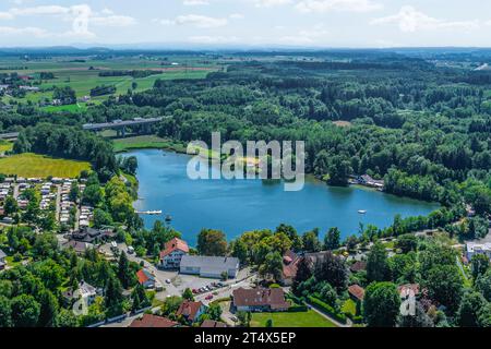 Aerial view to Buxheim, a village near Memmingen in the Danube-Iller Region in bavarian part of uuper swabia Stock Photo