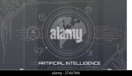The concept of artificial intelligence and global network access to information. Stock Vector
