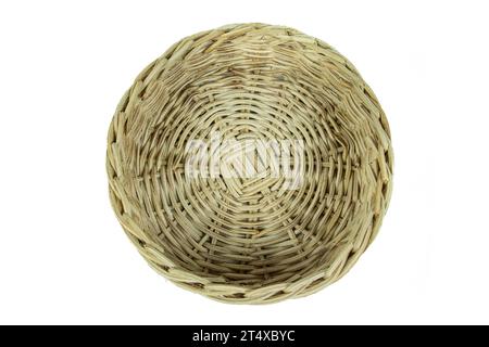 Top View wicker basket on white background Stock Photo
