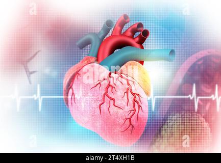 red heart pulsating rhythm graph medical background Stock Photo - Alamy