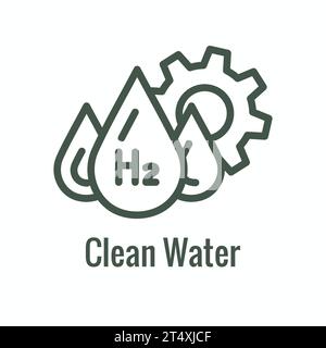 Clean Hydrogen Production with Green Energy Icon Set Stock Vector