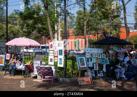 Plaza Del Carmen part of Bazaar Sabado on Art Saturday , San Angel Neighbourhood of Mexico City, Mexico Stock Photo