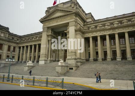 Facade of the Palace of Justice in Lima, seat of the Supreme Court of ...