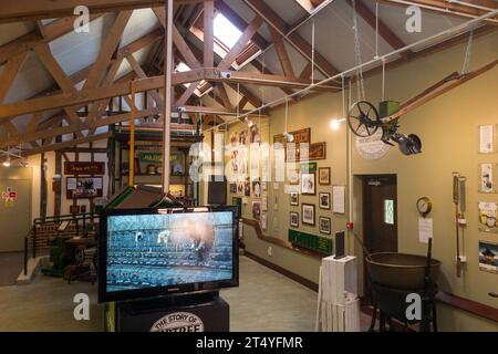 Interior display of tools, implements, information. Jam Museum, Wilkin & Sons Limited, manufacturer of preserves since 1885, Tiptree, Essex, UK (136) Stock Photo