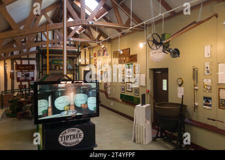 Interior display of tools, implements, information. Jam Museum, Wilkin & Sons Limited, manufacturer of preserves since 1885, Tiptree, Essex, UK (136) Stock Photo
