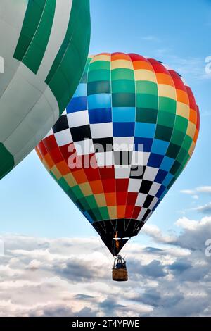 colorful hot air balloons on blue sky Stock Photo