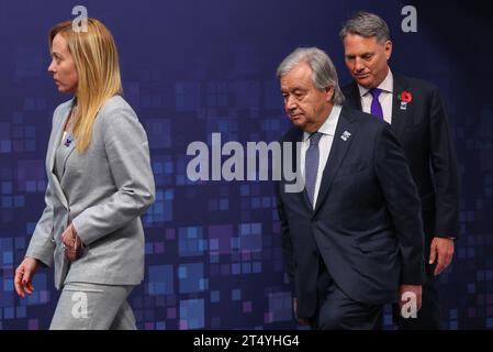 Italy's Prime Minister Meloni, center, arrives for an EU summit