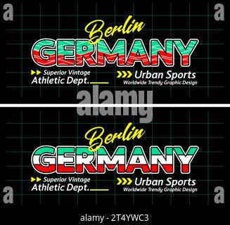 Germany urban line lettering sports style vintage college, typography, for t-shirt, posters, labels, etc. Stock Vector