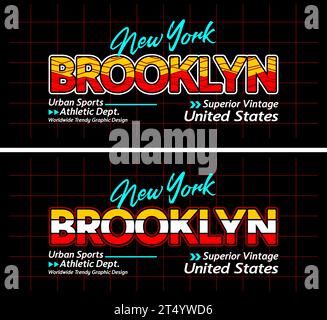 Brooklyn urban line lettering sports style vintage college, typography, for t-shirt, posters, labels, etc. Stock Vector