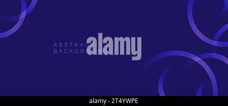 Glowing purple circles background. Abstract neon round pattern. Dark geometric curved lines design for cover, poster, banner, brochure, flyer, booklet, presentation. Vector illustration Stock Vector