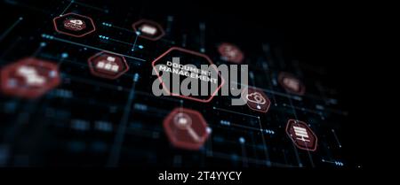 Online documentation database and document management system concept. Mixed Media. Stock Photo