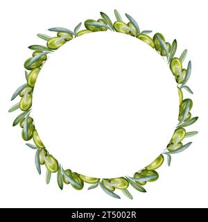 Watercolor olive wreath with green olives oil bottle wreath clipart ...