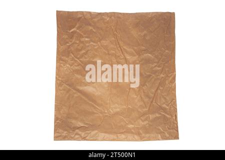 Brown kraft paper recyclable bag on white background isolated flat lay. Say no to plastic. Reduce, reuse, recycle concept. Eco friendly pack against s Stock Photo