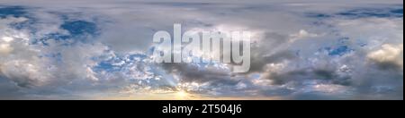 seamless cloudy evening blue sky 360 hdri panorama view with zenith and beautiful clouds before sunset for use in 3d graphics as sky dome replacement Stock Photo