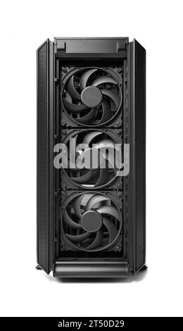 Modern black computer system unit isolated. Stock Photo