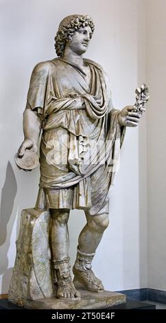 Farnese Lar, colossal Roman statue, 2nd century A.D., from the Terme di Caracalla.                                  National Archaeological Museum of Naples Italy. Stock Photo
