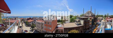 View Of Istanbul's Cityscape And Bosphorus, During Golden Hour Stock 