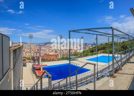 View over Olympic swim stadium in Barcelona during daytime Stock Photo