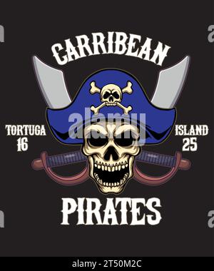 Pirate Treasure Island with Ribbon logo. Marine and nautical or sea, ocean  emblem for sticker or t-shirt. Engraved drawn, old label or badge Stock  Vector Image & Art - Alamy