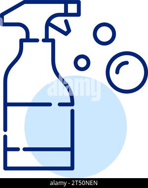 Spray cleaner making bubbles. Cleaning supplies. Pixel perfect, editable stroke icon Stock Vector