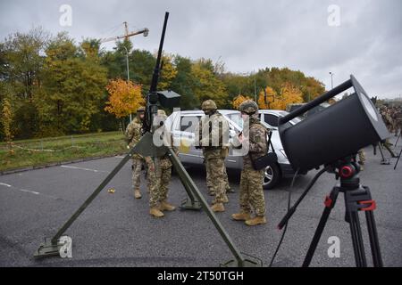 Lviv, Ukraine. 25th Oct, 2023. Presentation of mobile fire groups that will shoot down Russian kamikaze drones in the Lviv region. (Credit Image: © Pavlo Palamarchuk/SOPA Images via ZUMA Press Wire) EDITORIAL USAGE ONLY! Not for Commercial USAGE! Stock Photo