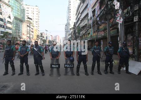 Dhaka Bangladesh 02November2023,The BNP office in Nayapaltan remained locked on the third day of the 3-day nationwide blockade of the party today with Stock Photo