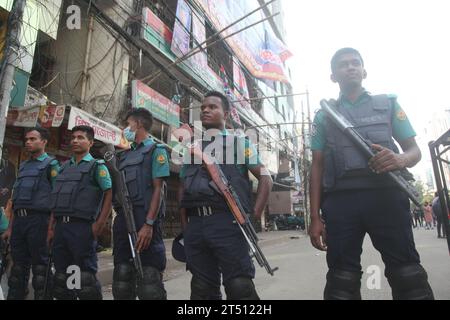 Dhaka Bangladesh 02November2023,The BNP office in Nayapaltan remained locked on the third day of the 3-day nationwide blockade of the party today with Stock Photo