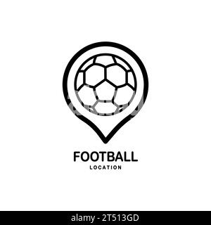 Football match location icon. stadium pin locator. simple illustration outline style sport symbol. Stock Vector