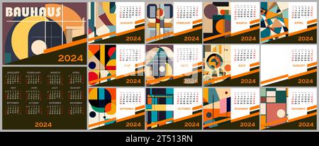 Abstract desk calendar vector template for 2024.  Stock Vector