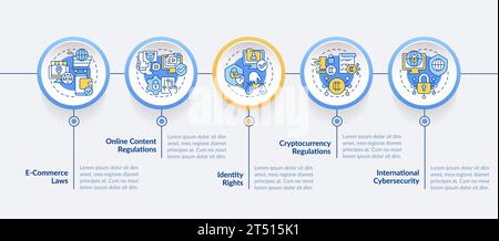 Multicolor cyber law layout with line icons Stock Vector