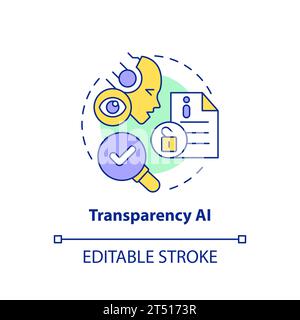 2D thin linear icon transparency AI concept Stock Vector