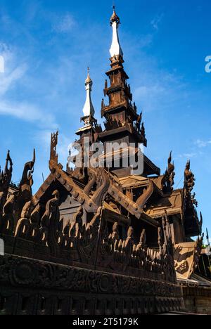 Exterior of the Nat Taung Kyaung teak wood  monastery in Bagan, Myanmar, Asia Stock Photo